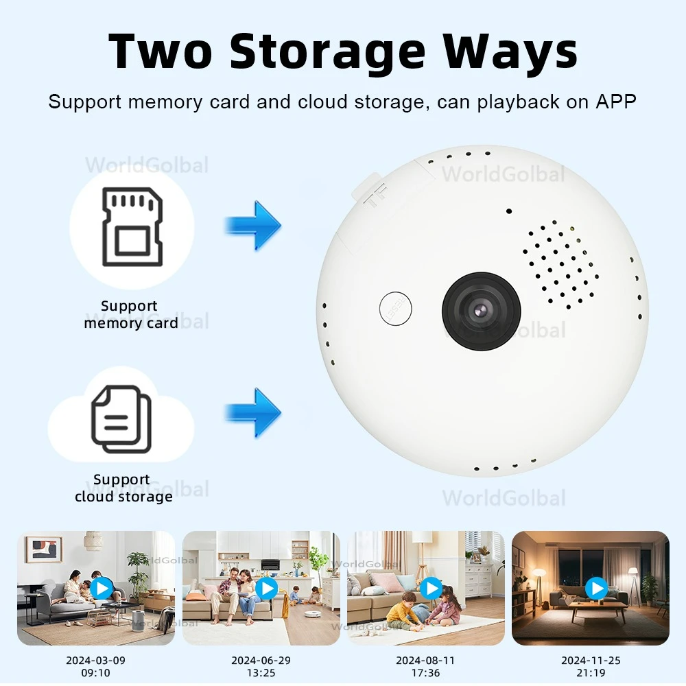 V380 Pro Wifi كاميرا بانوراما 1080P 5MP كاميرا الأمن 360 درجة عين السمكة البانورامية IP كاميرا للرؤية الليلية كاميرا مراقبة