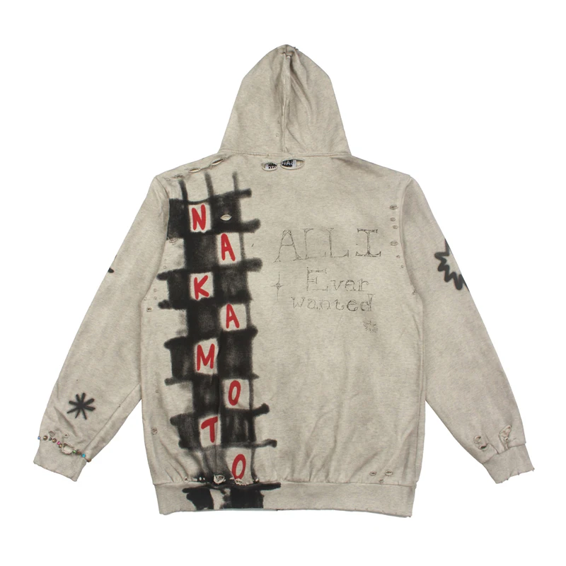 Men Women Vintage Distressed SATOSHI NAKAMOTO Zip Hoodie Letter Print Street Oversized Jacket Washed Do Old Sweatshirt Y2K