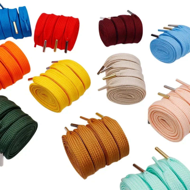 18mm Flat Fat Laces Shoe Accessories Drawstring Solid Color Canvas Wide Cord with Classic Shoelaces Metal Tips for Campus 00s