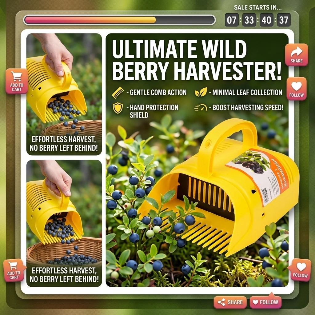 Blueberry Picker Berry Picker Rakes with Comb Teeth Lightweight Handle Large Capacity Harvest Season Garden Tool