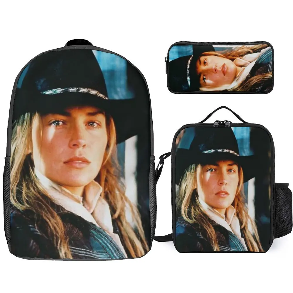 

Sharon Stone Fanart 3 in 1 Set 17 Inch Backpack Lunch Bag Pen Bag Lasting Blanket Roll Cozy Summer Camps Premium