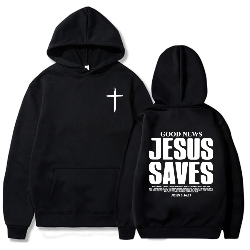 Jesus salva john hoodies versículo da bíblia cristã camisolas das mulheres dos homens roupas de inverno confortável bolso pullovers gráfico