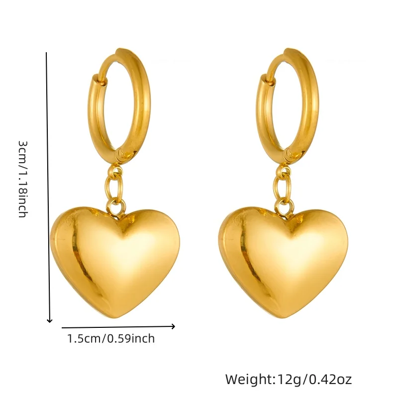 DIEYURO 316L Stainless Steel Golden Love Circle Earrings For Womens Fashion Minimalist Wind 2024 New Ear Jewelry Lady Gift Party