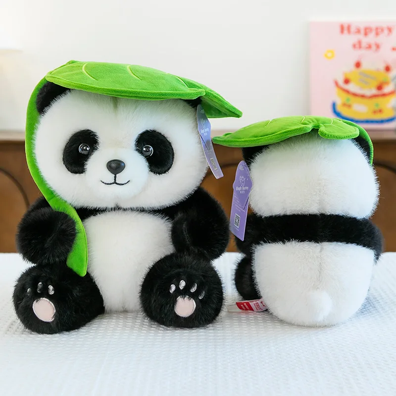 2025 ใหม่ 30 ซม.น่ารักLeaf Panda Plushตุ๊กตาจริงPlush Giant Pandaของเล่นหมอนเด็กของขวัญวันเกิด