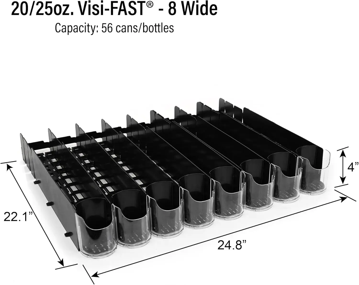 Spring Fed Organizer for 20/25oz Bottles and Cans - Commercial and Home Fridge