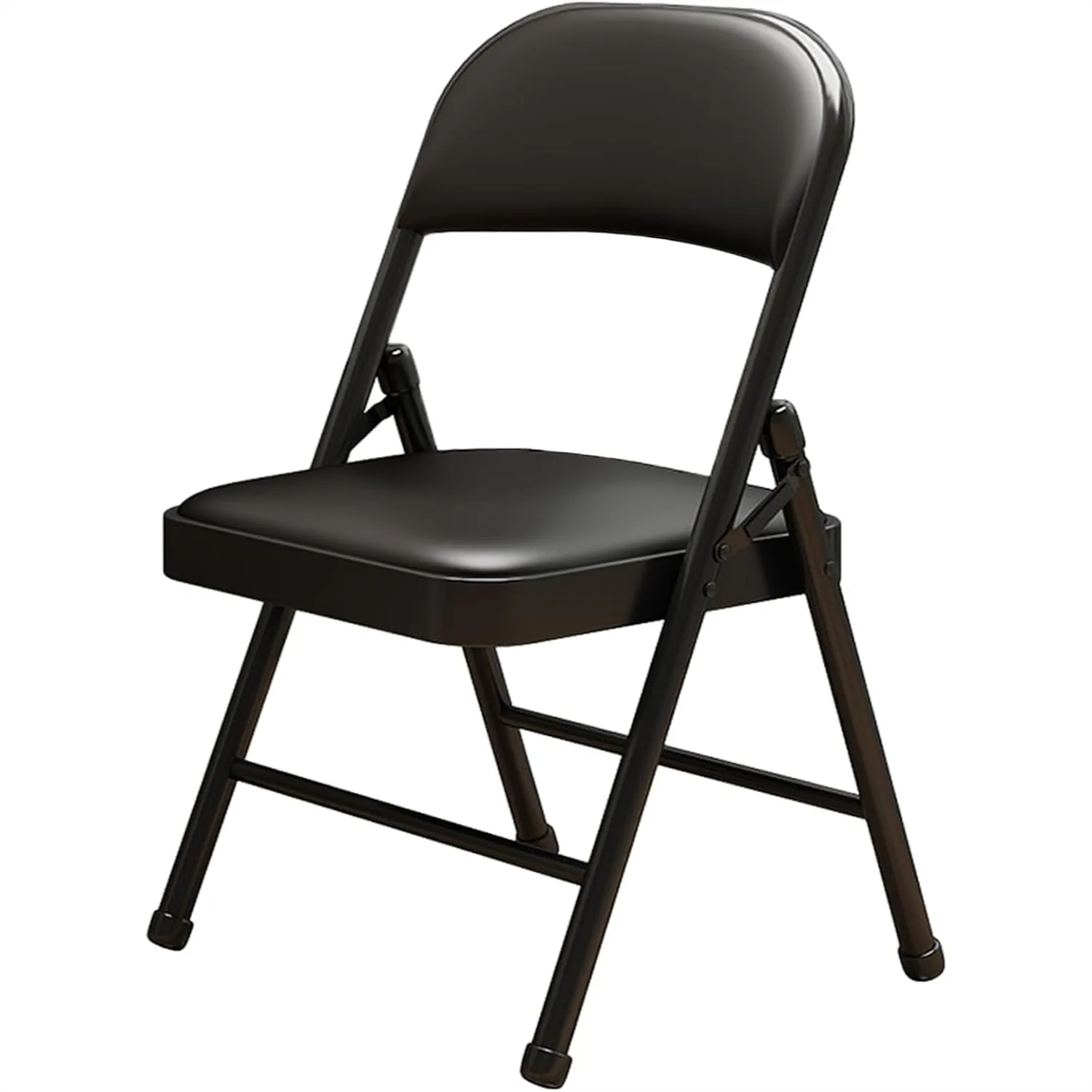 

Folding Chairs with Padded Cushion, Black Steel Metal Foldable Chair for Indoor Outdoor, Portable Stackable Commercial Seat for