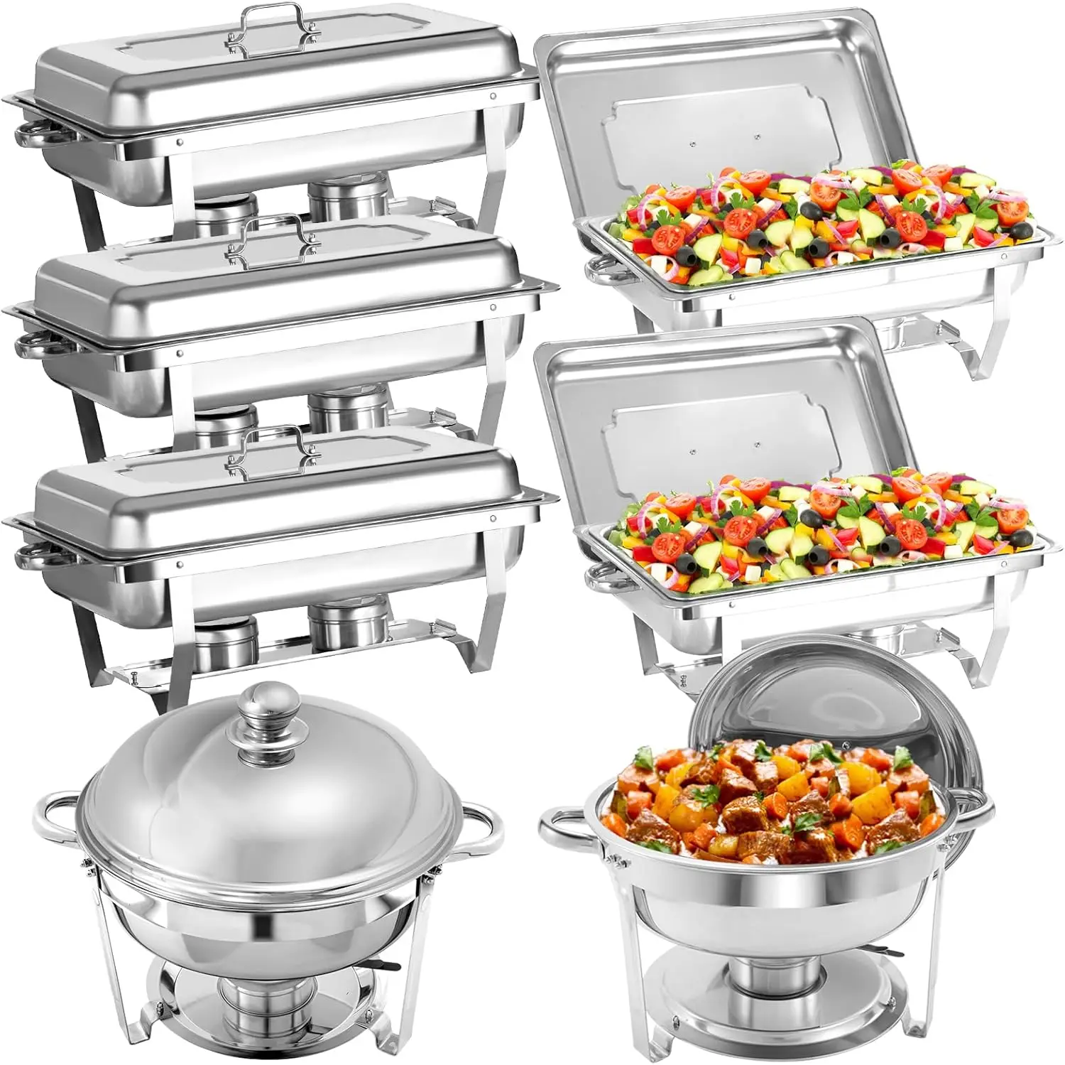 7 Pack Chafing Dish Buffet Set, Stainless Steel Catering Food Warmer For Banquet, Parties, Wedding (5 Packs 1/1 Pan + 2 Packs