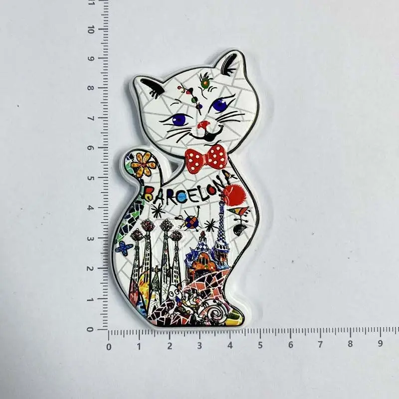 

Barcelona Little Cat Fridge Magnet World Map Spain 3D Decoration Travel Souvenir Gift
