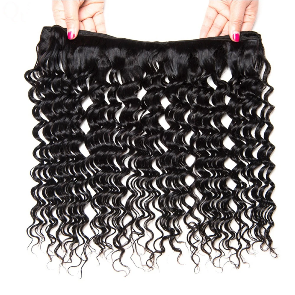 Bundel jalinan rambut gelombang dalam Brasil jalinan rambut manusia keriting mentah 30 bundel 32 inci ekstensi 10A Remy 1 3 4 bundel untuk wanita