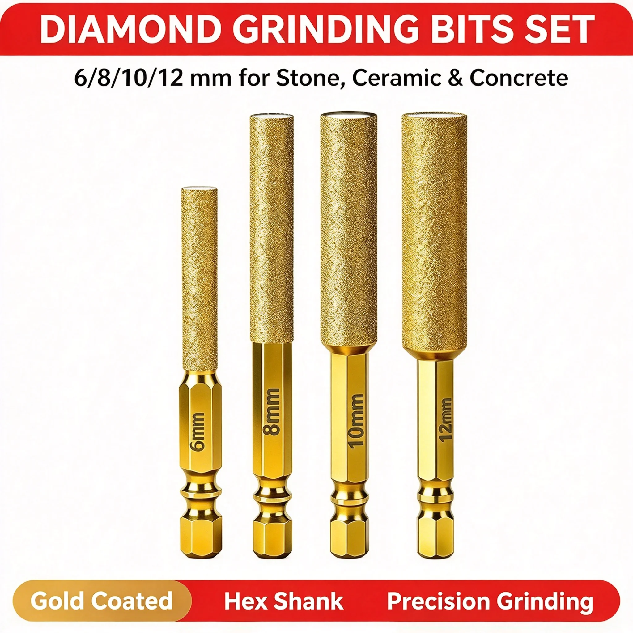 Diamond Core Drill Bits Hex Shank Dry Drilling Hole Saw Set for Ceramic Tile Granite Marble Cutting Tool