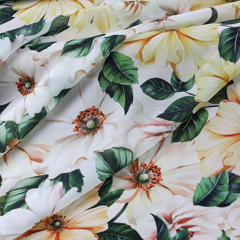 Luxury Brand 100% Polyester Printed Chiffon Fabric See-through Thin Clothing Skirt Shirt Dress Diy Fabric Cloth by the Yard