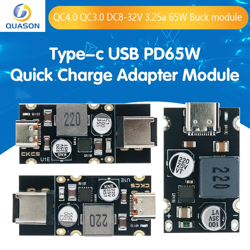 QC4.0 QC3.0 Type-C USB PD65W Fast Charging Adapter Module DC8-32V 3.25A 65W Step Down Module For Huawei SCP/FCP Apple PD