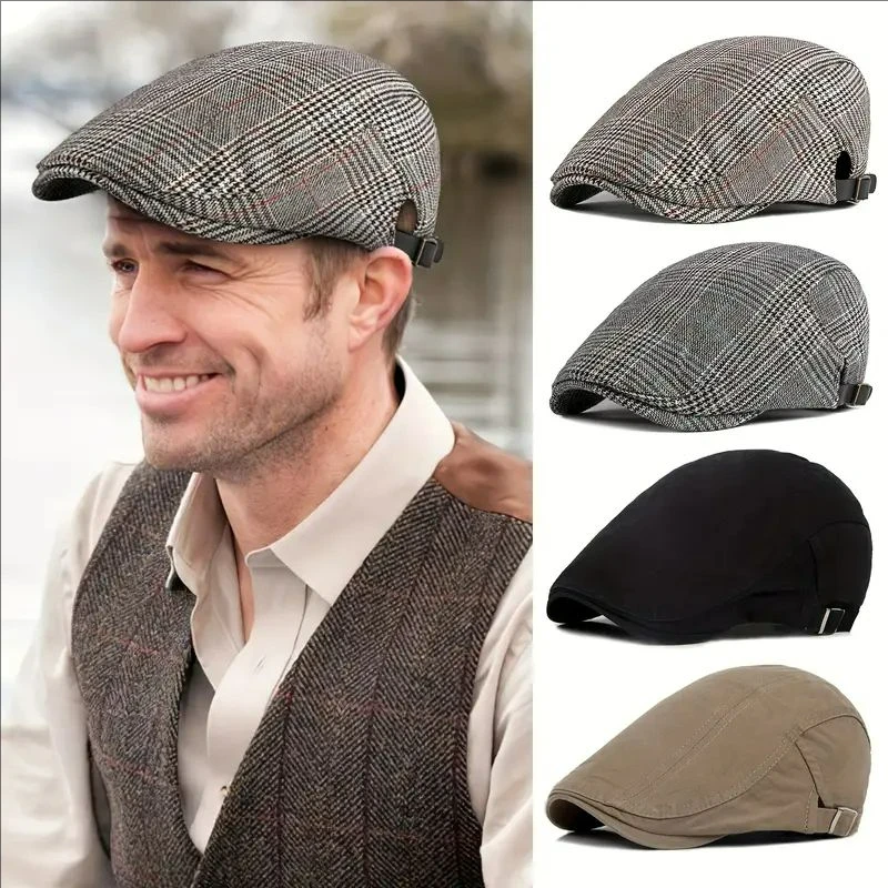 Fashion Men Retro Beret British Hats Wool Blend Vintage Herr