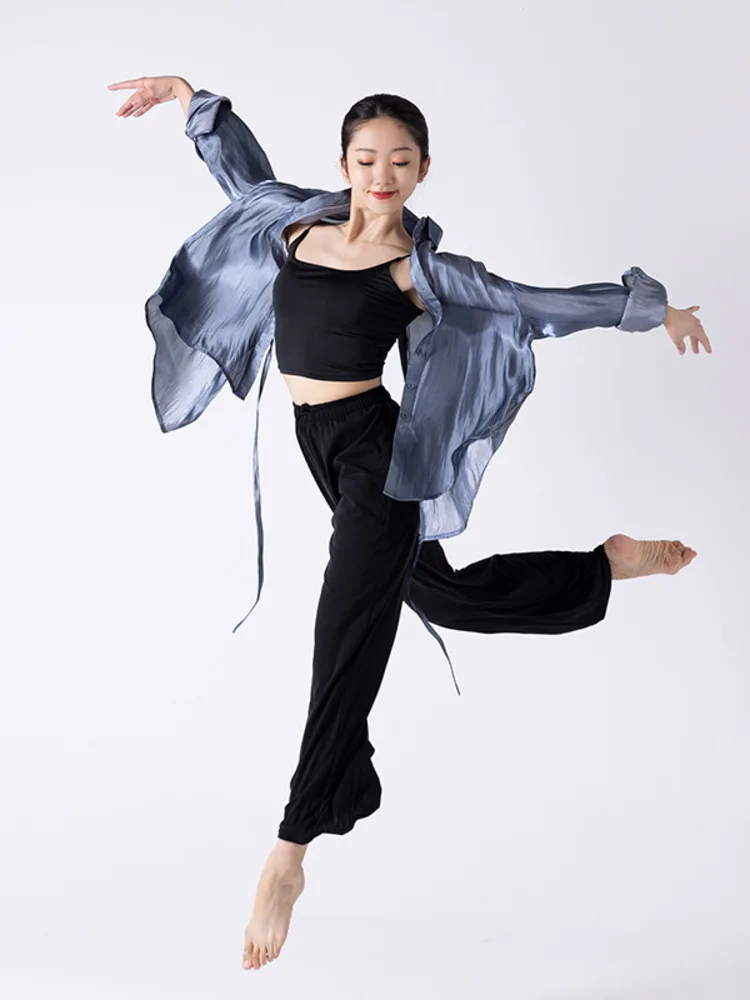 

Solid Color High Waist Wide Leg Pants for Women – Elegant Flowing Trousers for Classical Dance Performance, Practice Stage Wear
