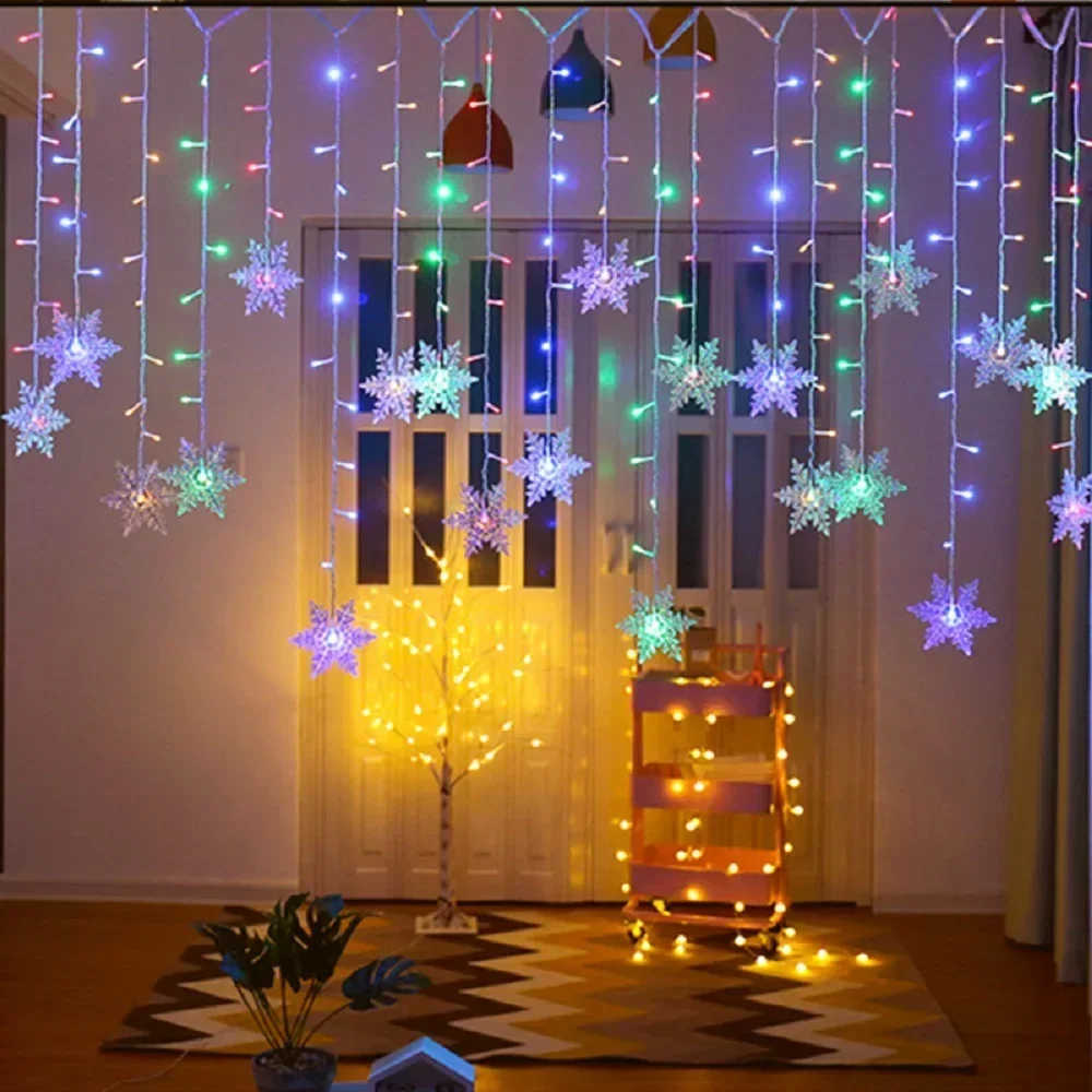 3.5M Christmas Light Led Snowflake Curtain Icicle Fairy String Lights ghirlanda all\'aperto per la decorazione di capodanno in giardino per feste a