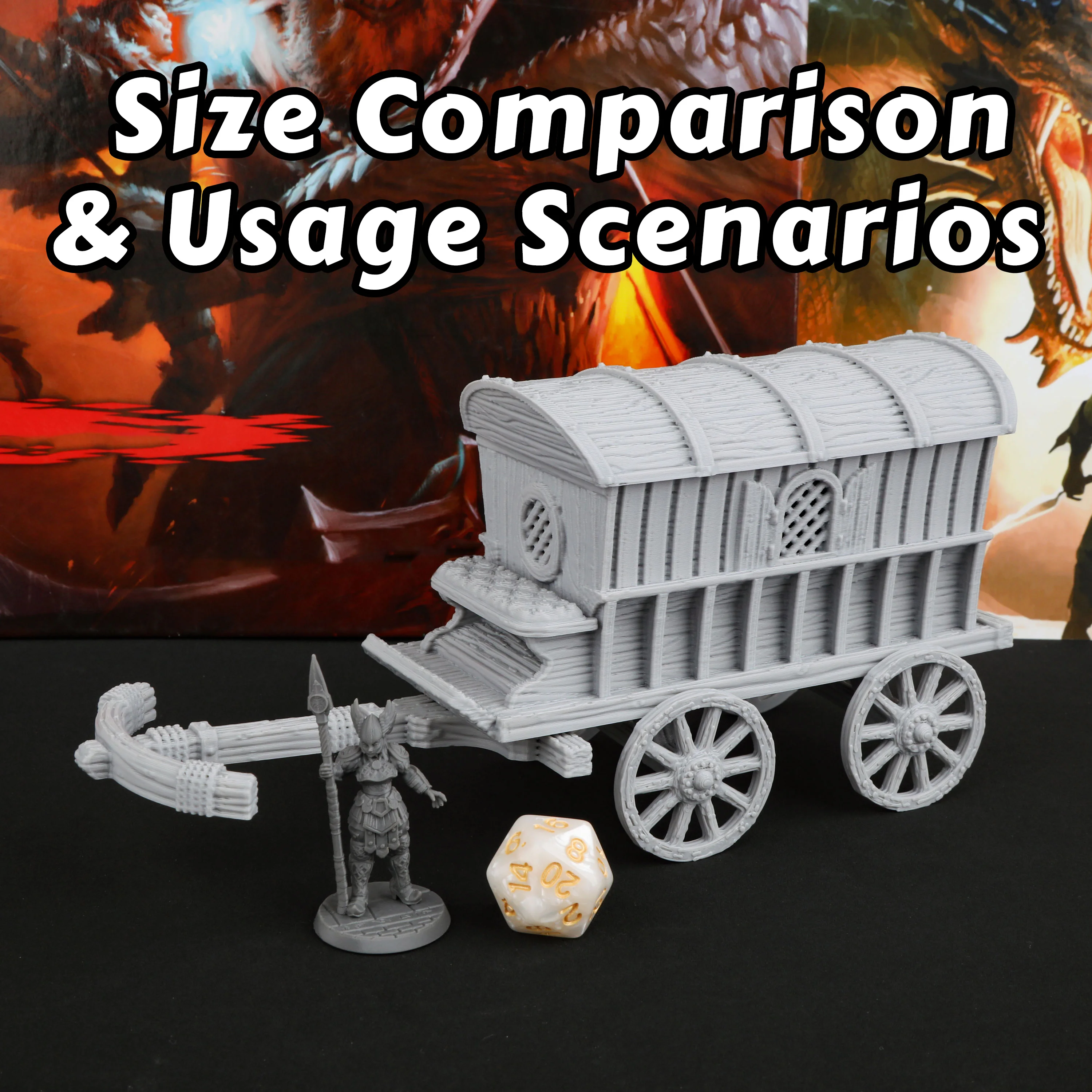 

RPG Miniature Terrain 28mm Scene Building Accessory Wagon Cart for Tabletop Role Playing Board Games Decorative Ornaments Gift