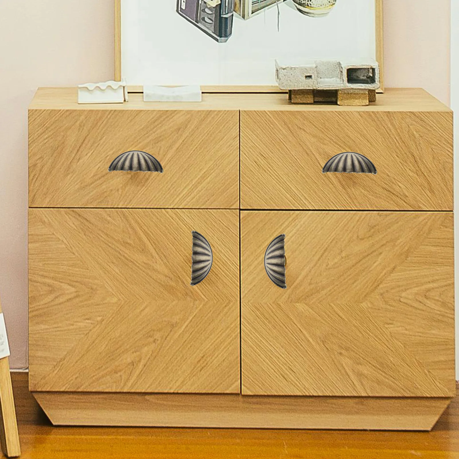 

6Pcs Vintage Decorative Shell Handle Cabinet Hardware Durable Smooth Marine Themed Knobs Semi-Circular Knobs Cabinet Handle