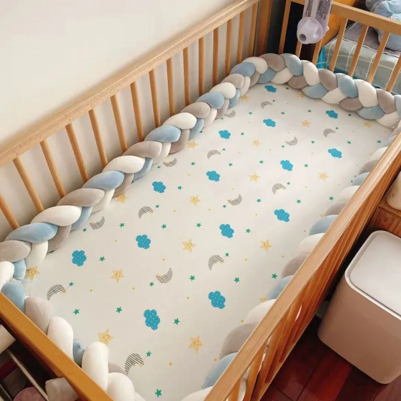 1.5M Baby Bumper Bed Braid Knot Pillow Cushion Bumper for Infant Crib Protector Cot Bumper Room Decor Crib Bedding Set