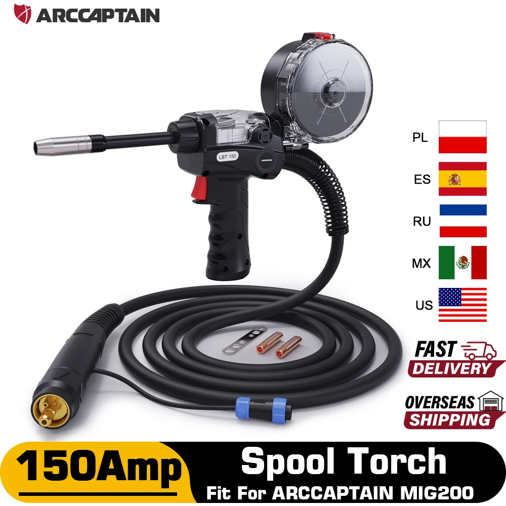 ARCCAPTAIN Spoelpistool voor aluminium lassen 150A Euro-aansluiting 10FT voor ARCCAPTAIN MIG200