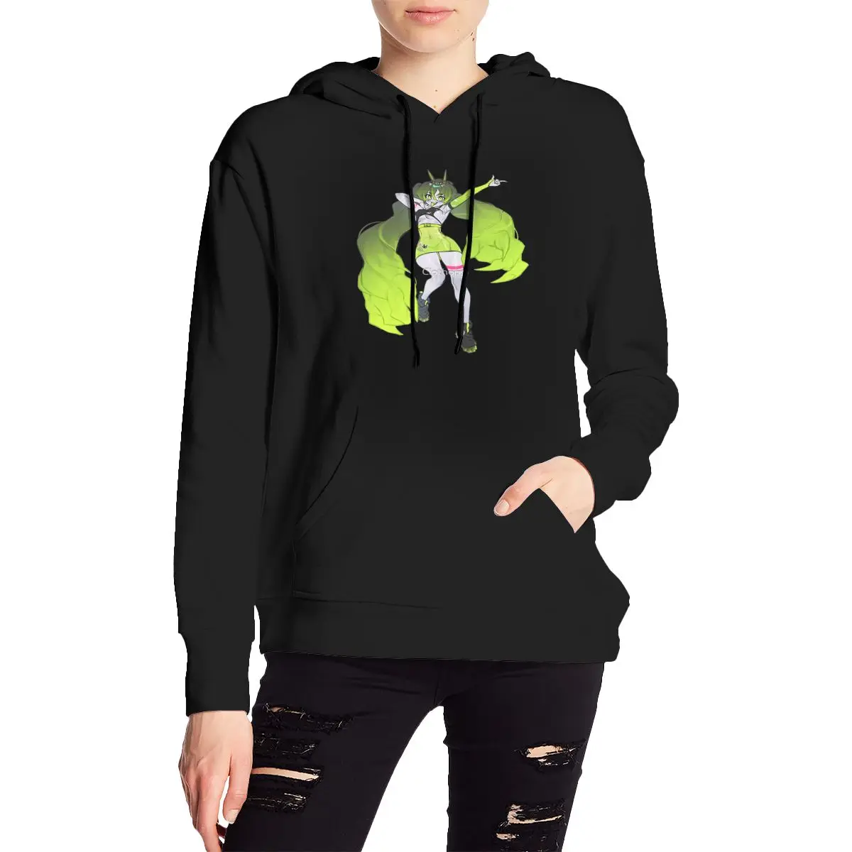 

Cute And Hot Monster Anime Girl Fanart Womens long sleeve hoodie Gradient Running Letter print hoodie