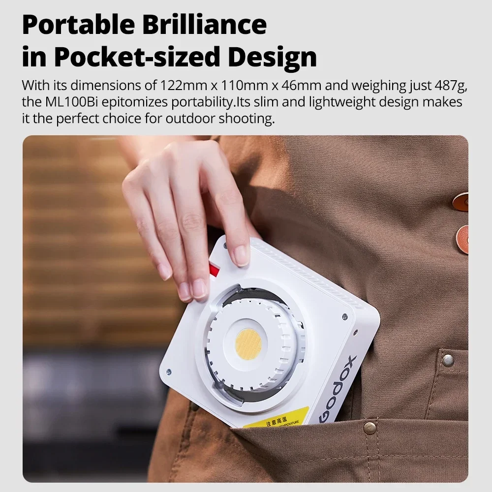 

NEW ML100Bi 120W Portable Bi-Color LED Photography Lamp Onboard & App Control for Video Recording & Live Streaming