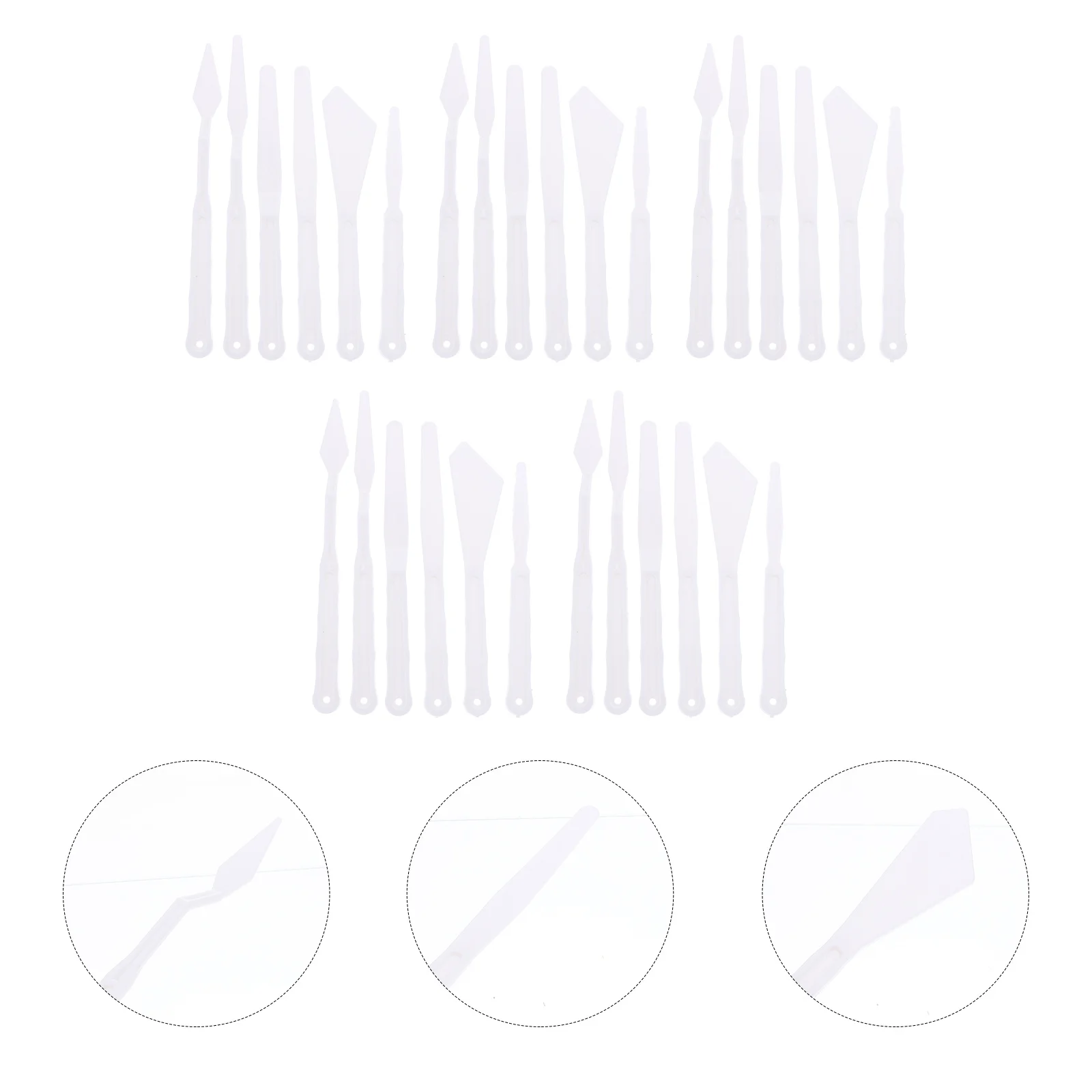 

30Pcs Painting Scrapers Plastic Long Handle Paint Mixing Spatula Spreader Smoothing Smudging Painting Accessories Tool