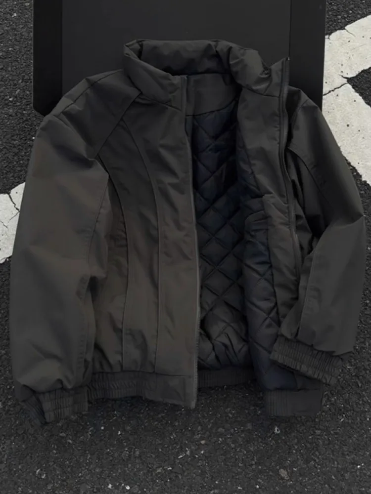 

Thiened American Deconstructed Stand Collar Flight Jaet Cotton Men's Winter Warmth oulder Cotton Coat Youth Trendy Pure...