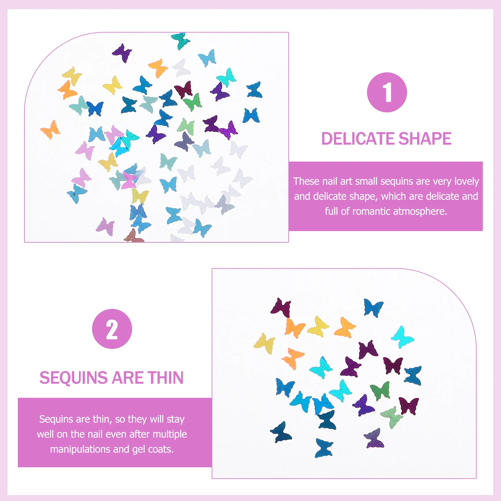 

2 Boxes Nail Art DIY Sequins Butterflies Shape Lightweight Nail Glitter Sequins Manicure Accessories Party Supply