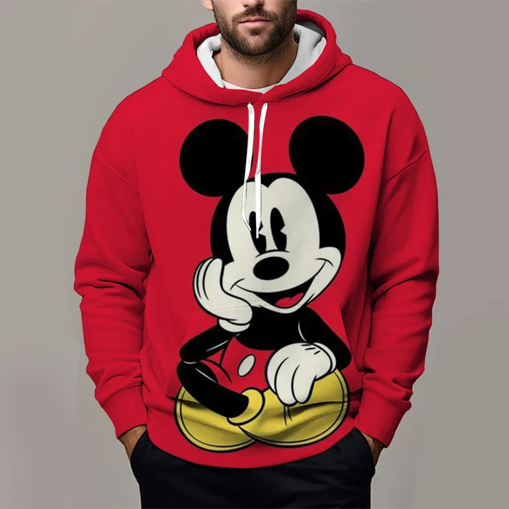 Disney Boys and Girls Hoodies Mickey Mouse Men's Hoodies 3D Print Oversized Pullovers Autumn Men's Clothing New Men's Clothing