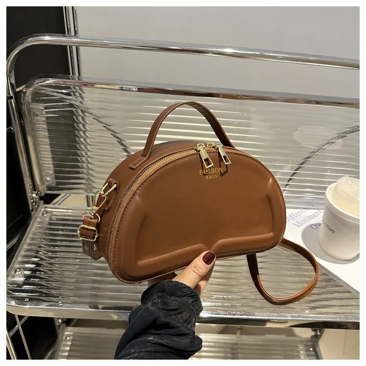 

2025 Luxury Round Shoulder Bag - Chic Color-Block Crossbody Purse, Versatile Circle Handbag for Women