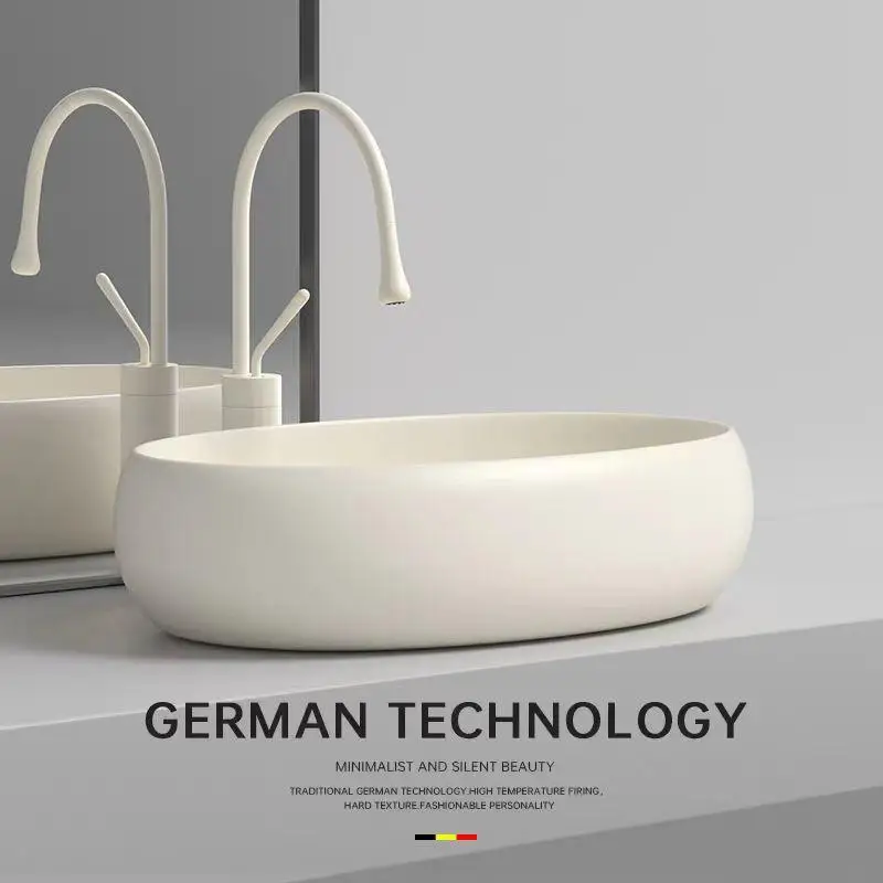 Crème ovale keramische wastafel kunst wastafel