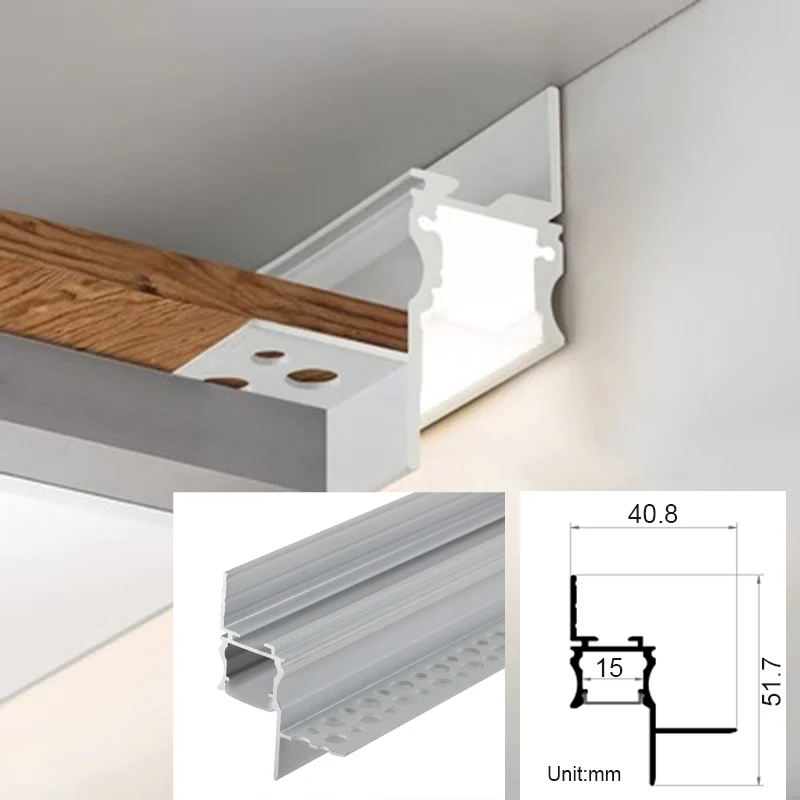 0,5m/1m Plafond LED Aluminium Profiel Ingebouwde LED Hard Strip Licht Lichtgevende Lineaire Decoratieve Binnenverlichting Kanaallampen