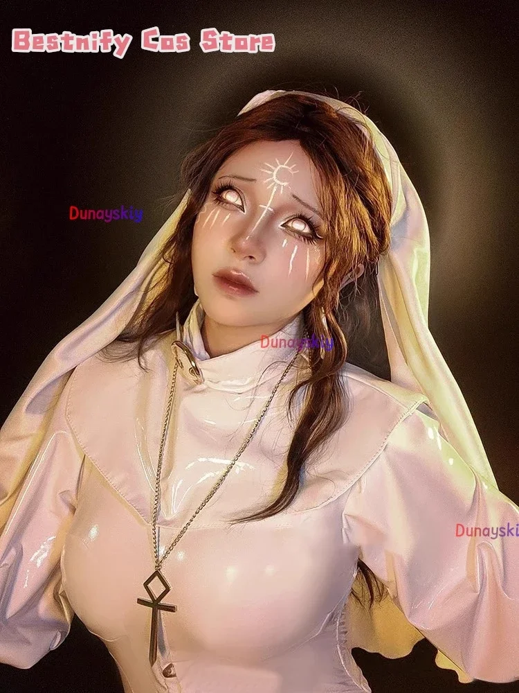 CosplayAnime Original Design Chowbie Nun Cosplay Costume White Black PU Leather Jumpsuit zentai Women's costume Sexy Bodysuit Ro