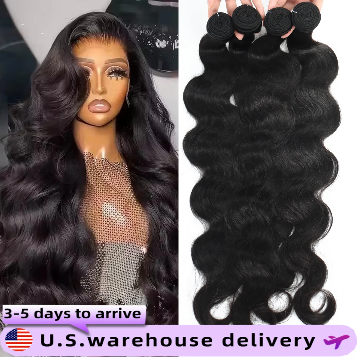 Body Wave Bundles Human Hair 1/2/3/4 Bundles 100% Human Hair Natural Black Color Brazilian Virgin Weave Bundles Hair Extensions