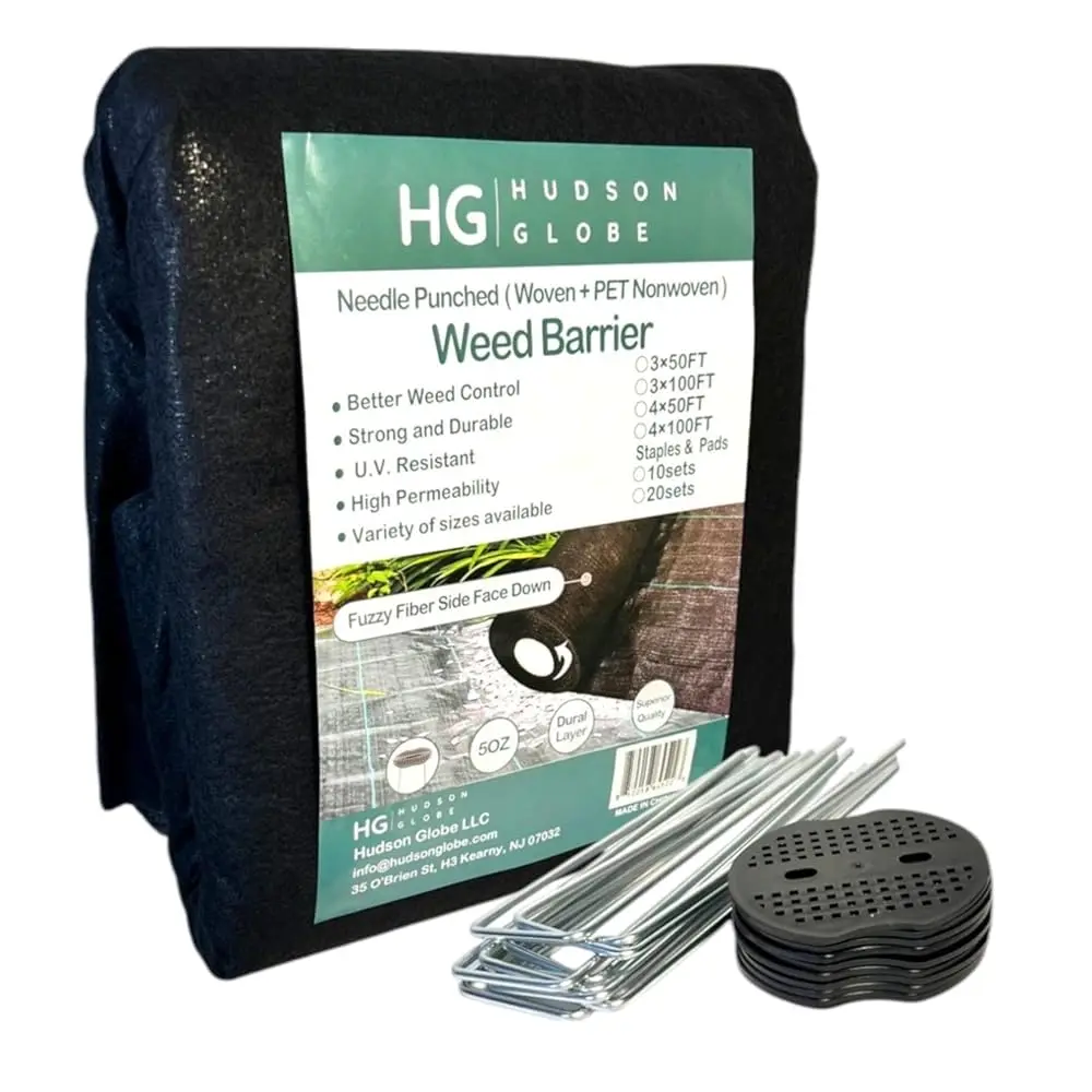 

Ultra Premium, 5 OZ Weed Barrier Landscape Fabric, 3FT X 50 FT Double-Layer,Needle Punched, Heavy Duty Weed Control Mat, Incl