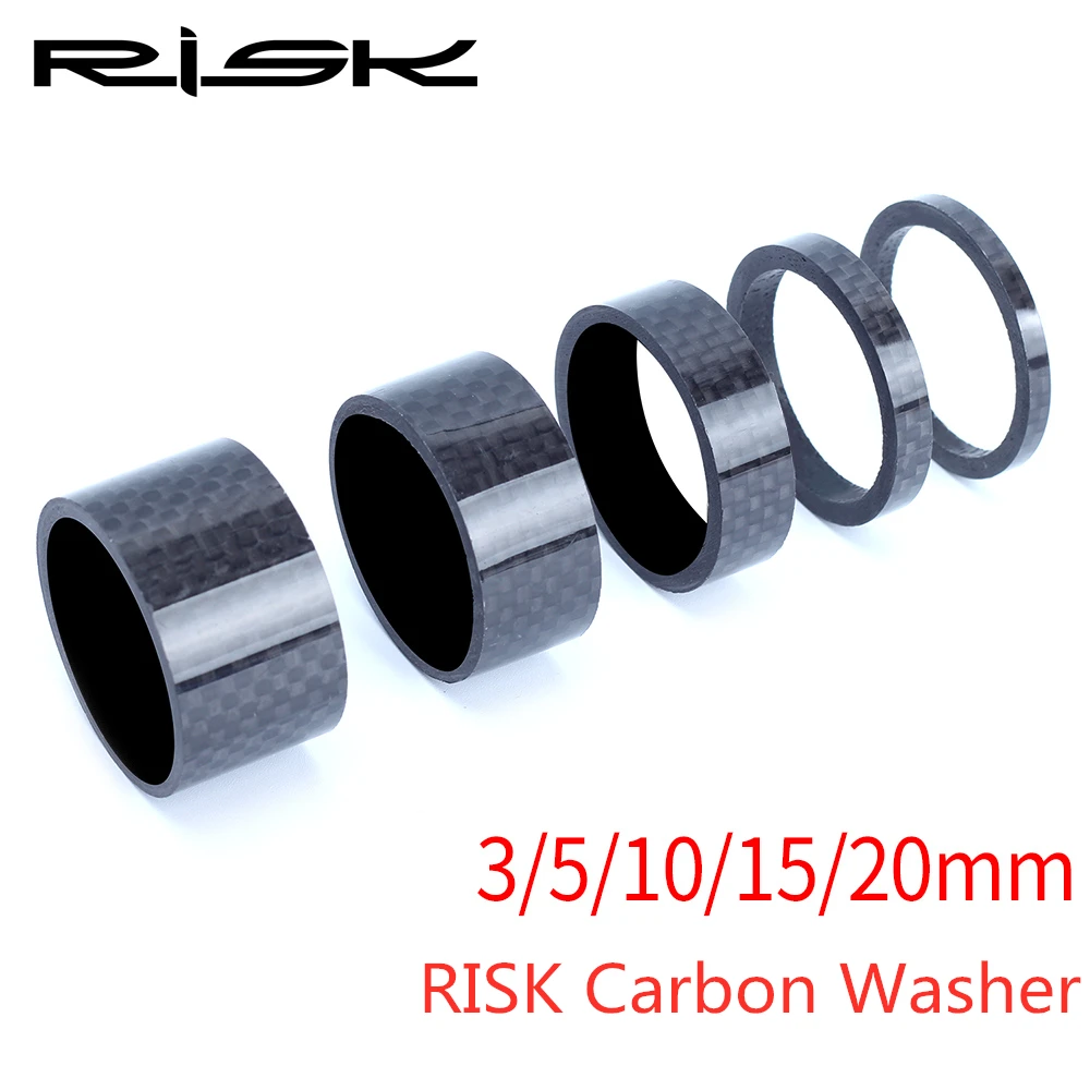 RISK 3/5/10/15/20mm Bike Carbon Stem Spacer MTB Washer Front Fork 28.6MM MTB Bicycle Direction Spacer Stem Spacer 3K Glossy