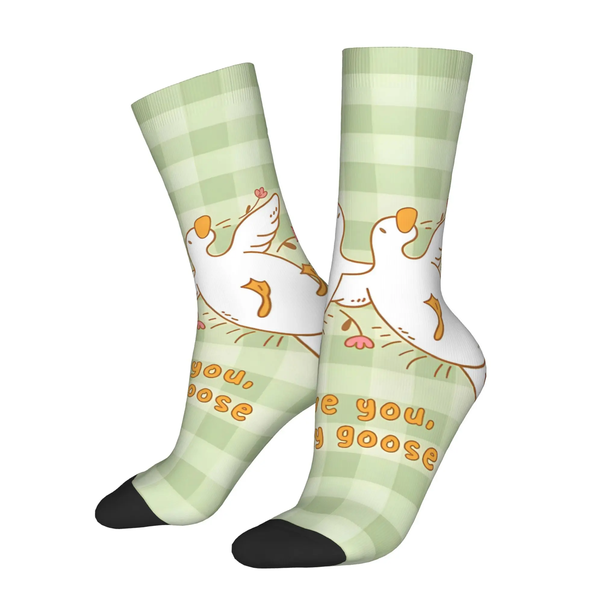 

Funny Happy Men's Socks Silly Goose Retro Harajuku Hip Hop Casual Crew Sock Gift Pattern Printed