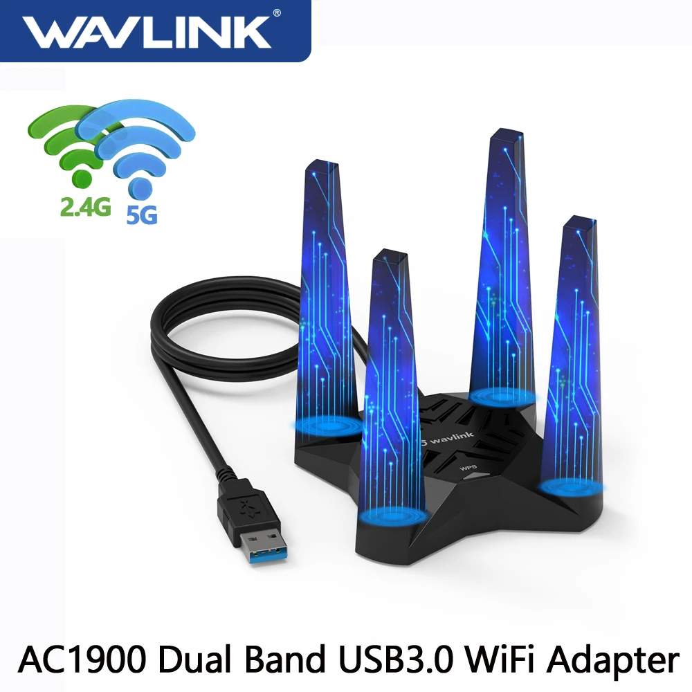 Wavlink AX1800/AC1900 Dual Band 2.4G&5G USB 3.0 WiFi Dongle USB WiFi Adapter 4X3dBi External High Gain Antennas For PC Desktop