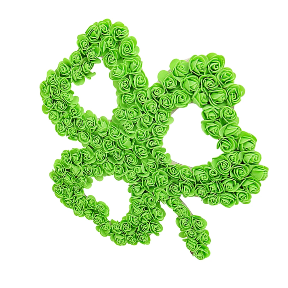 

St Patrick's Day Artificial Clover Wall Hanging Decoration Festival Scene Pendant Wreath Decor Leaf Wreath