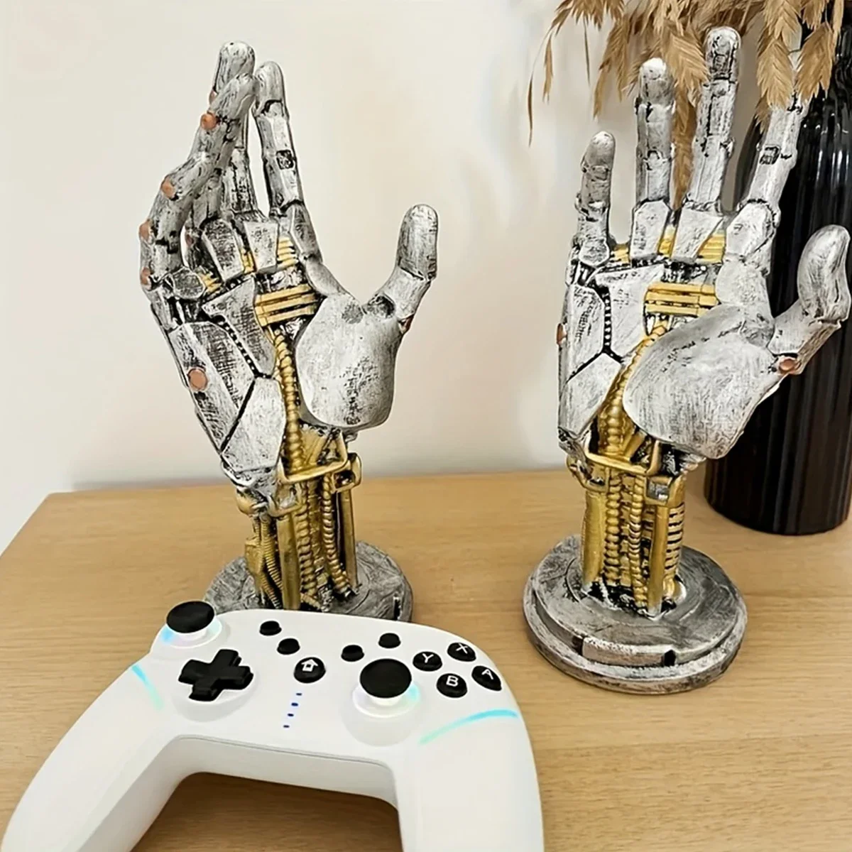 Cyberpunk Robotic Hand Halloween Holiday Gaming desktop Decorations Bracket Ornaments Hand of God Resin Crafts Holiday Gifts