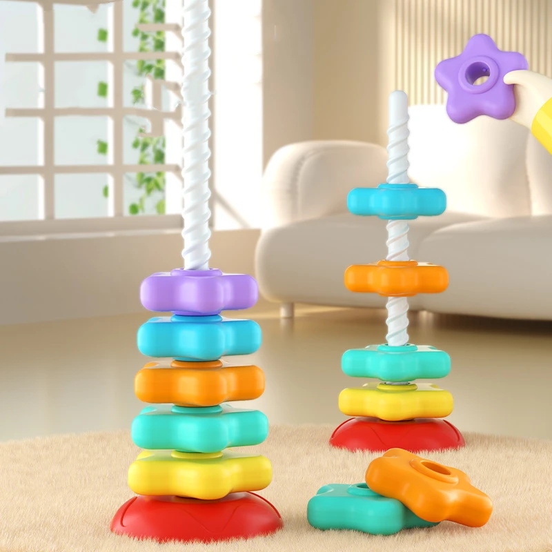 Brinquedo de empilhamento de aninhamento de arco-íris – Anéis de torre musicais para bebês de 1 a 3 anos, quebra-cabeça de aprendizagem precoce montessori e brinquedo infantil sensorial