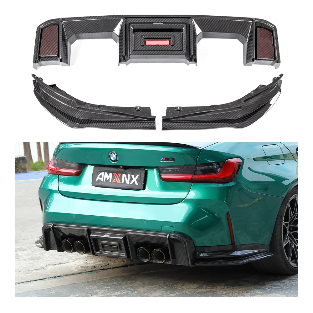 For BMW M3 M4 2021-2024 G80 G82 Genuine Dry Carbon Fiber New AX-Style Rear Diffuser Rear Lip Corner Wraps Body Kits Auto Parts