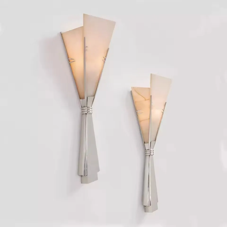 Middle Spanish Marble Wall Lamp Steel Flower Shaped Sconce Bedroom Corridor Living Room Vintage Luxury LED Wall Light Home Decor