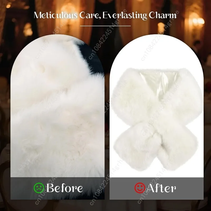 شال نسائي من الفرو الصناعي، وشاح شتوي دافئ لحفلات الزفاف وحفلات الزفاف والهالوين #5