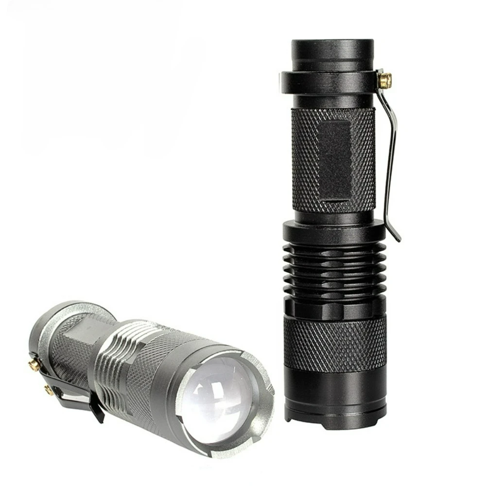 Q5 Dimmable Mini Super Bright Flashlight SK68 - Dual Power 14500/AA Retractable Zoom Portable Torch