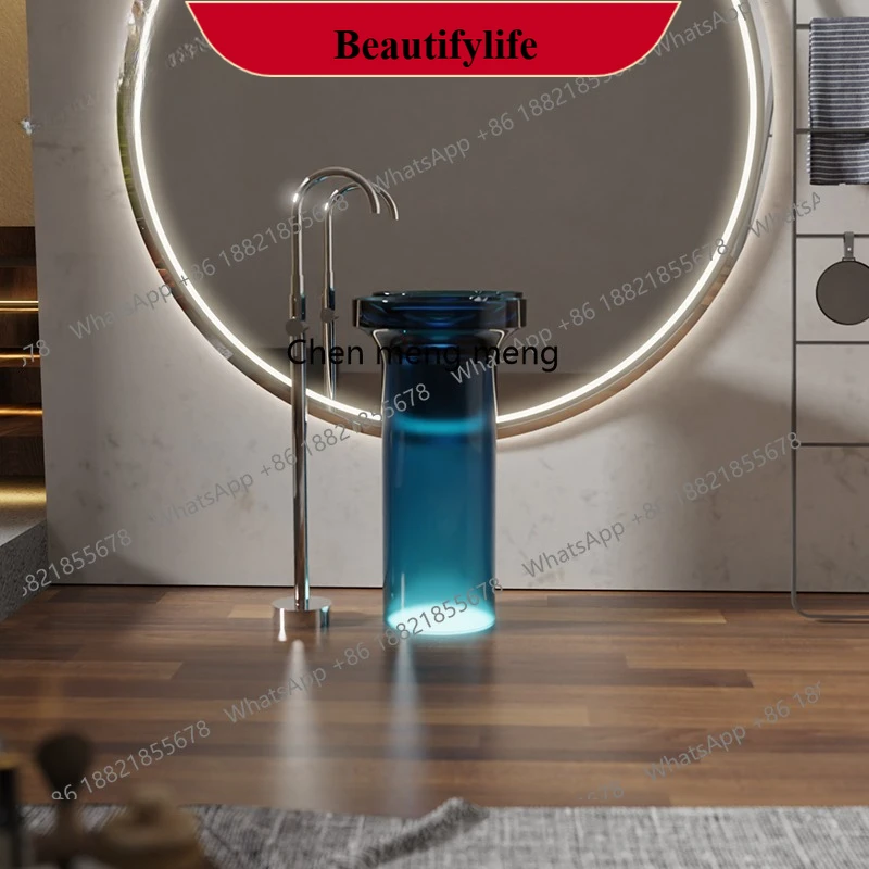

Transparent art basin, bathroom, color custom floor-to-ceiling integrated creative cleansing column basin