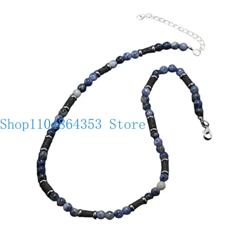 652F Artistic Handmade Bead Necklace with Genuine Tigers Eye Stones for Trendsetters