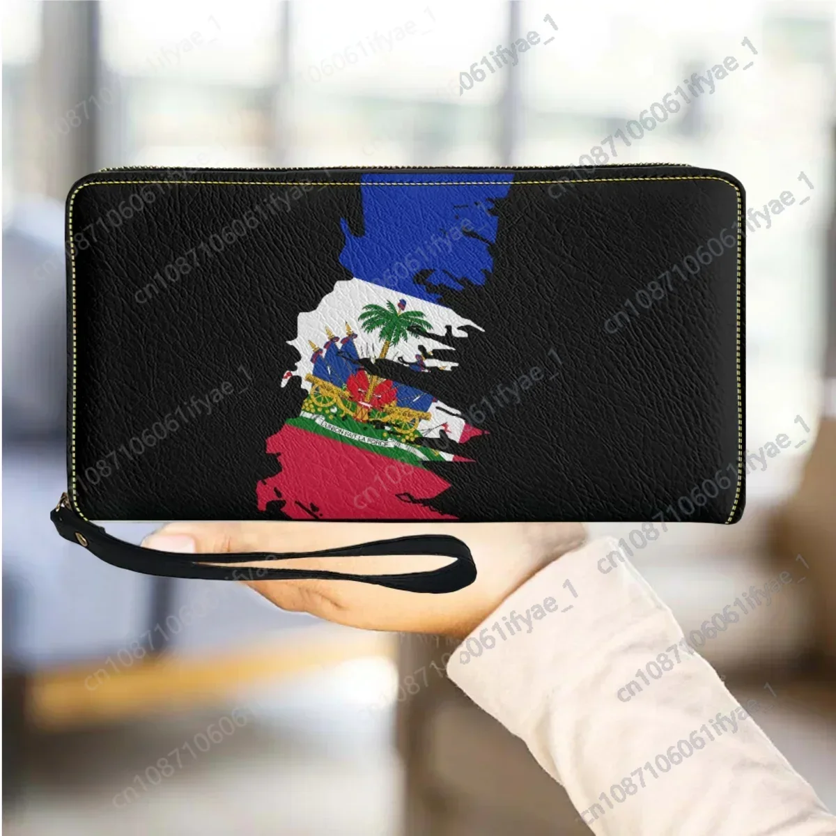 

Haiti Flag Design Wallet Woman 2023 Travel Zipper Ladies Purse Long Slim Credit Card Holder for Teen Girls Lightweight Storage