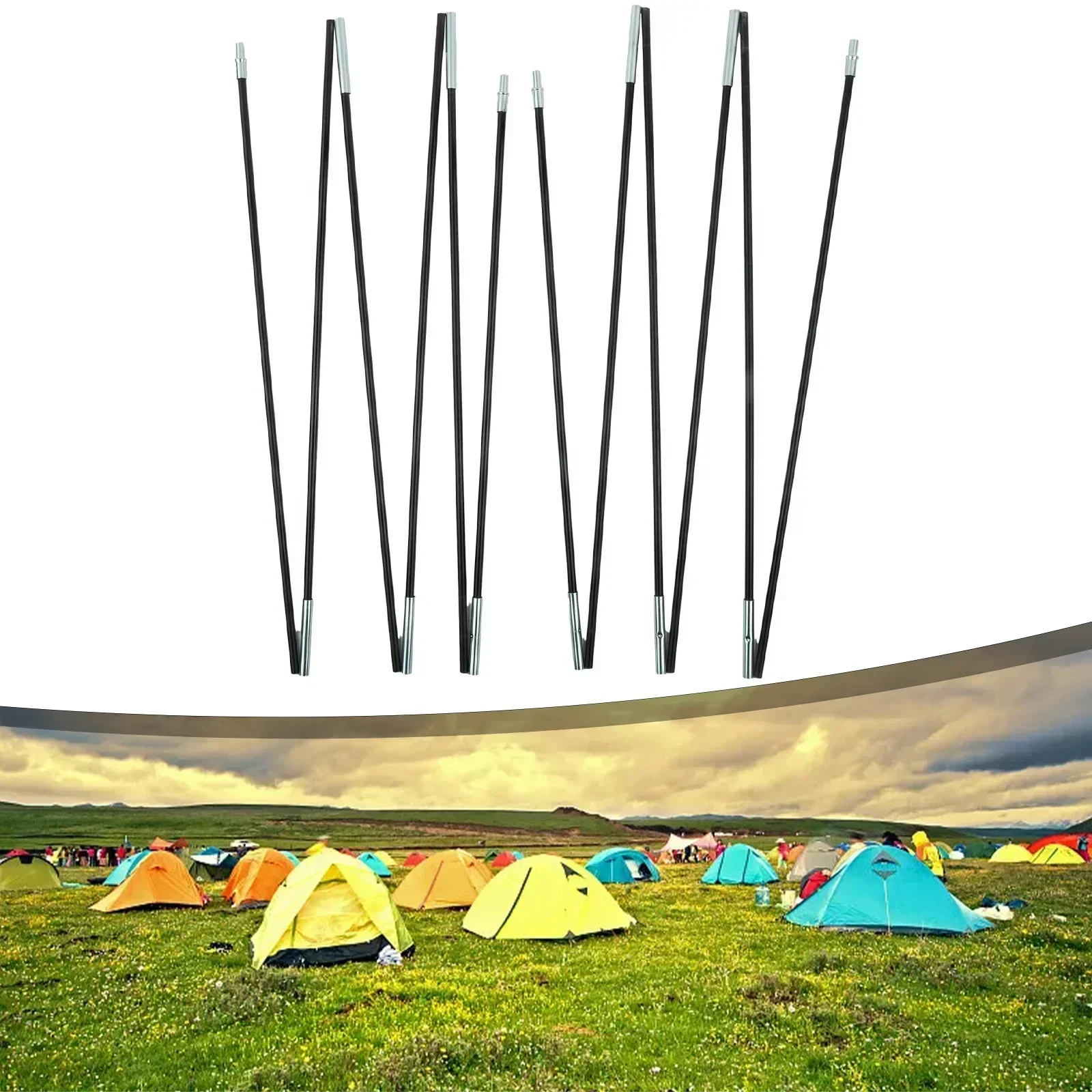 Fiberglass Camping Tent Pole Bars Outdoor Support Rods Awning Frames Kit Tent Connection Designed Accessories Anti-corrosion