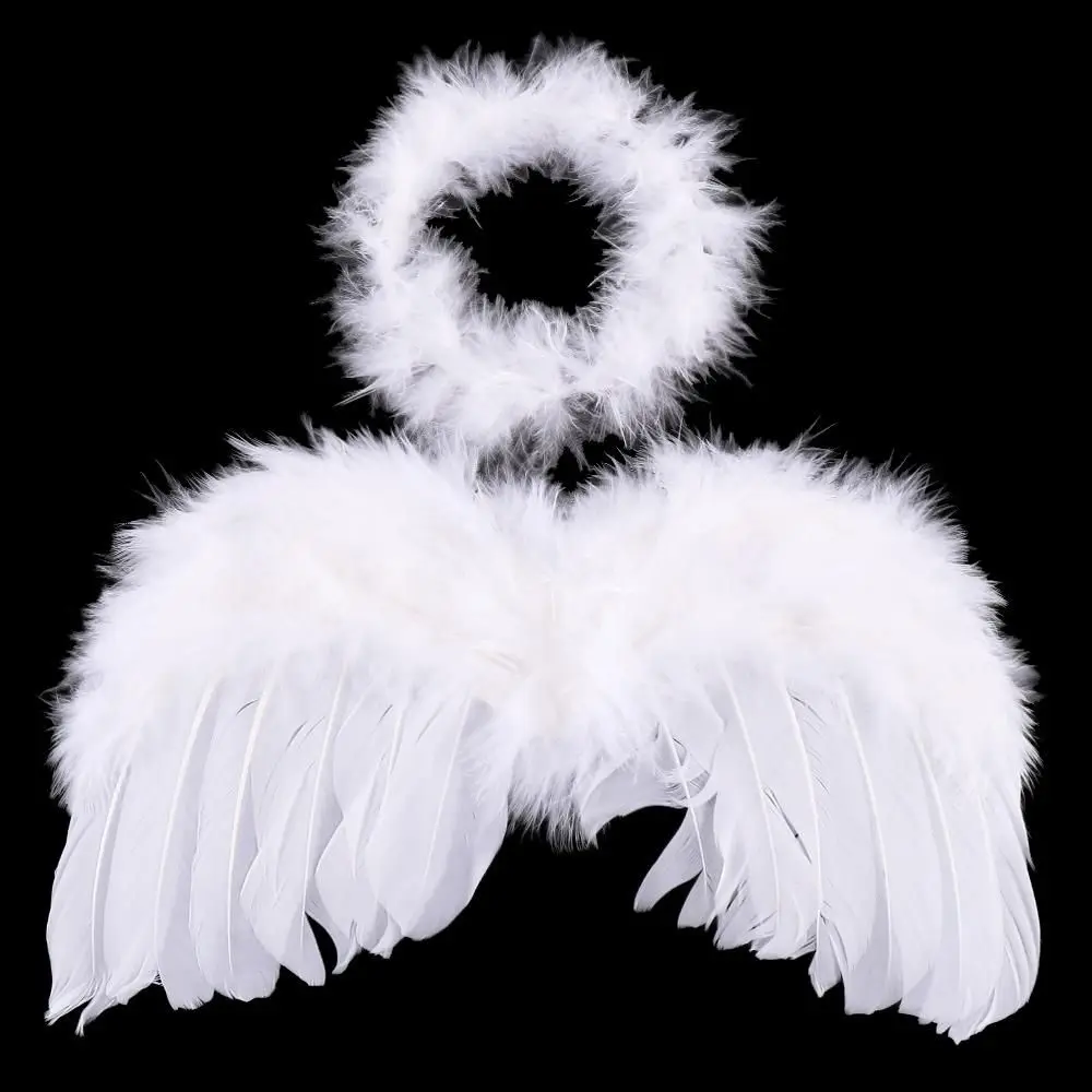 Infant White Angel Feather Wings Sets Lovely Baby Newborn Photography Outfit Props Kids Costume Headbands Photo Props Decoration